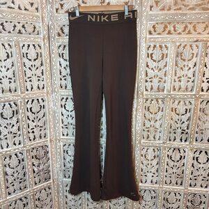 Womens Nike Air Brown High Waisted Flared Trouser Athleisure Leggings Medium